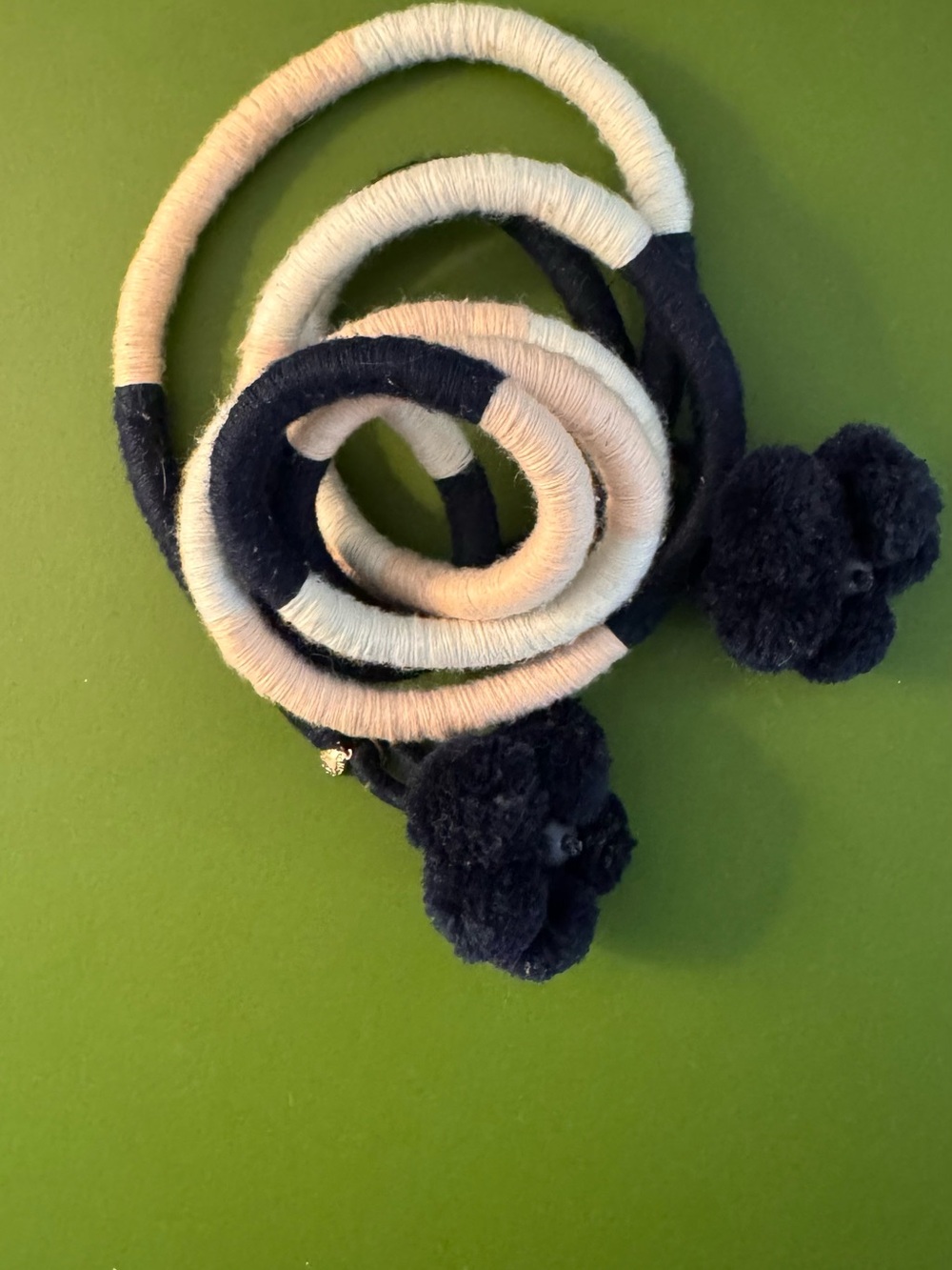 J. Crew Navy and Cream Pom-Pom Wrapped Belt man Pair